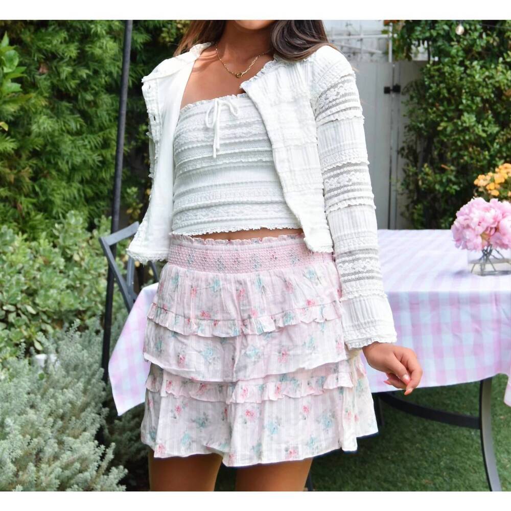 NEW FBZ carrie ruffle line lace cardigan in white